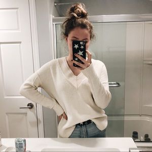 Madewell Cream Vneck Sweater